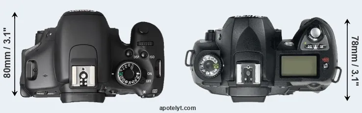 Compare T3i versus D70 top