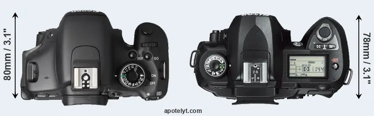 Compare T3i versus D70s top
