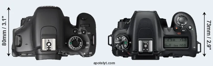 Compare T3i versus D7500 top