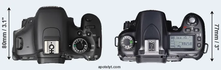 Compare T3i versus D80 top
