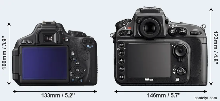 Comparison T3i or D800E rear
