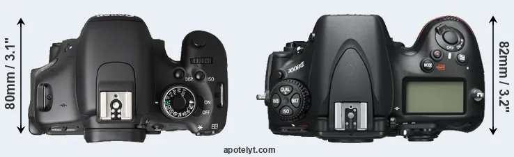 Compare T3i versus D800E top