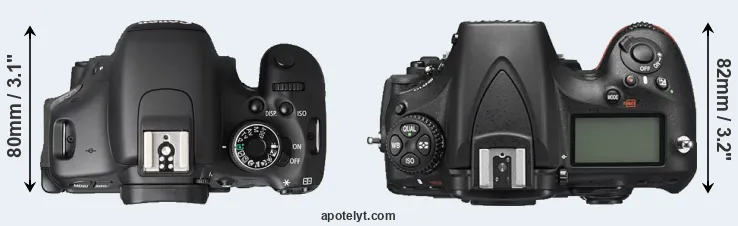 Compare T3i versus D810 top