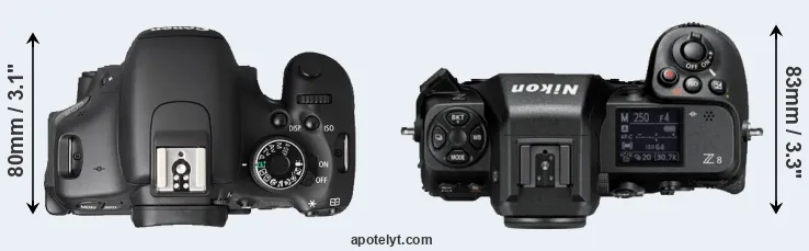 Compare T3i versus Z8 top