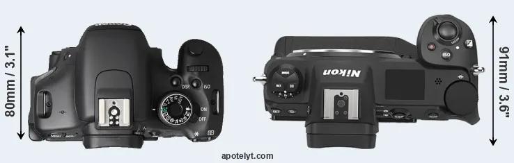 Compare T3i versus Z9 top