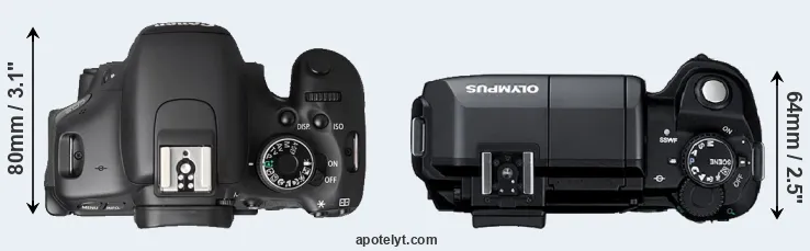 Compare T3i versus E-300 top