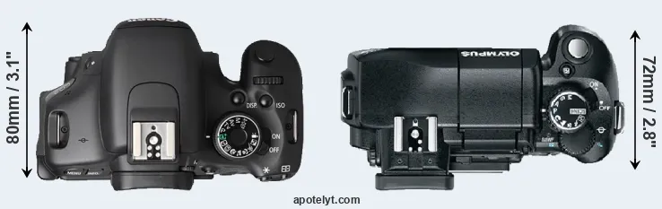 Compare T3i versus E-330 top