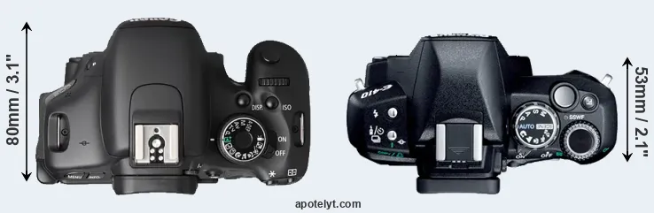 Compare T3i versus E-410 top