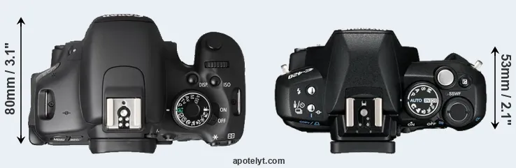 Compare T3i versus E-420 top