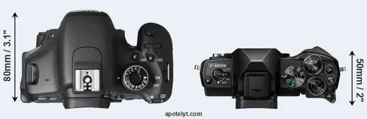 Compare T3i versus E-M10 III top