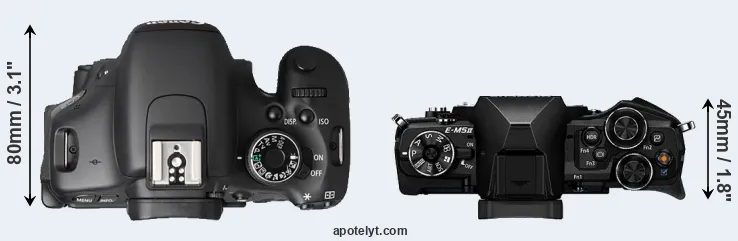 Compare T3i versus E-M5 II top