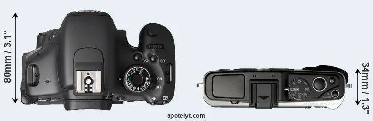 Compare T3i versus E-P3 top