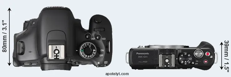 Compare T3i versus GX1 top
