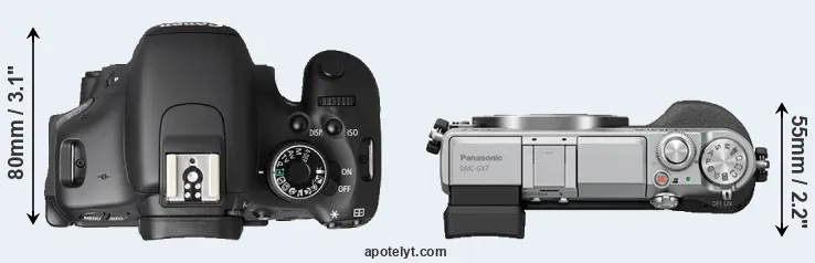 Compare T3i versus GX7 top