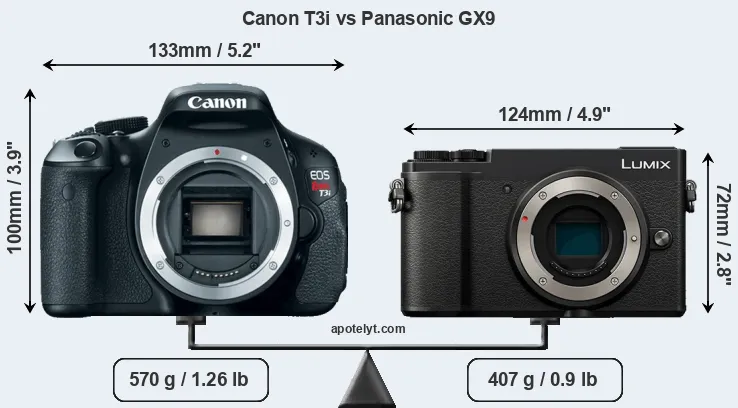 Size Canon T3i vs Panasonic GX9