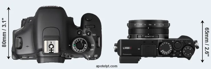 Compare T3i versus LX100 II top