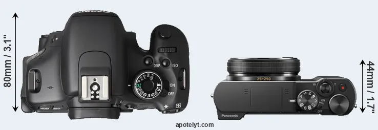 Compare T3i versus ZS100 top