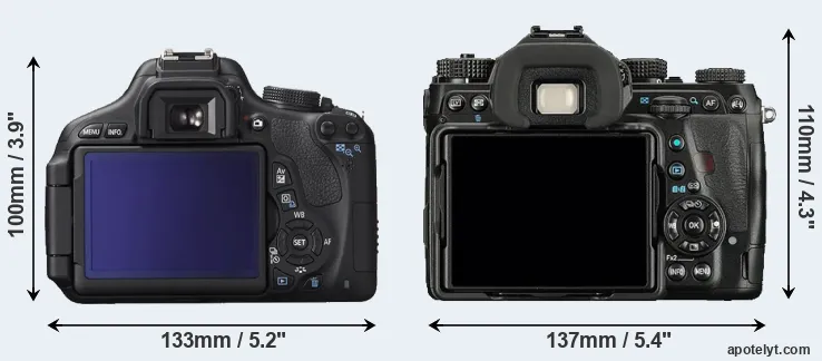 Comparison T3i or K-1 rear