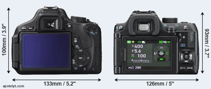 Comparison T3i or K-70 rear