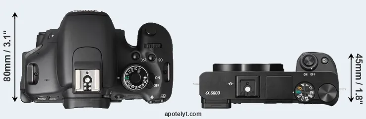Compare T3i versus A6000 top