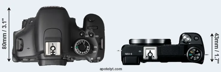 Compare T3i versus NEX-6 top