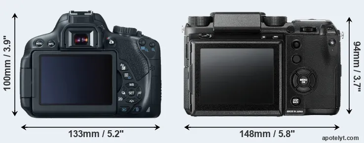 Comparison T4i or GFX 50S rear