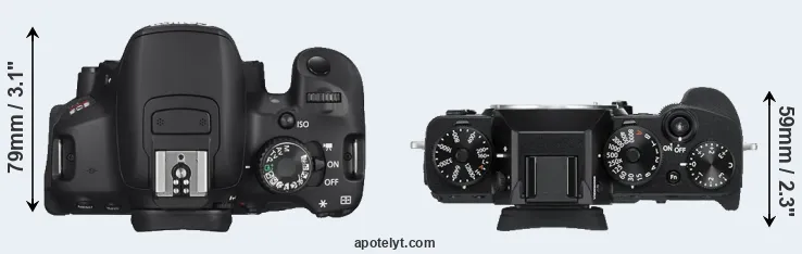 Compare T4i versus X-T3 top
