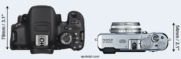 Compare T4i versus X100S top