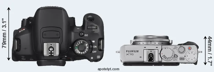 Compare T4i versus X70 top