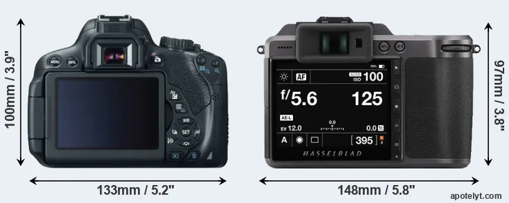 Comparison T4i or X1D II rear
