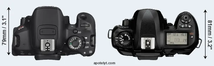 Compare T4i versus D100 top