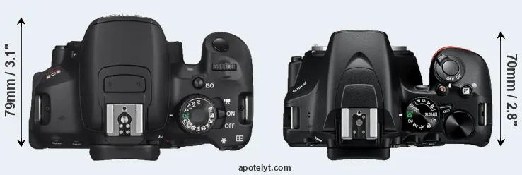 Compare T4i versus D3500 top