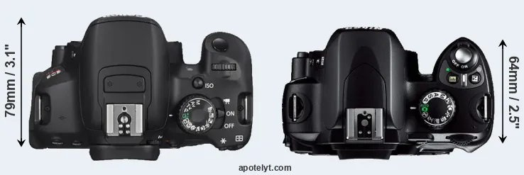 Compare T4i versus D40 top