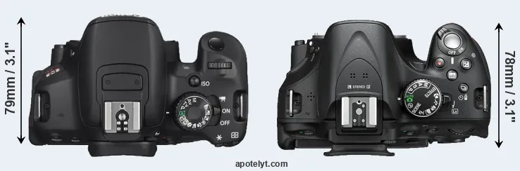 Compare T4i versus D5200 top