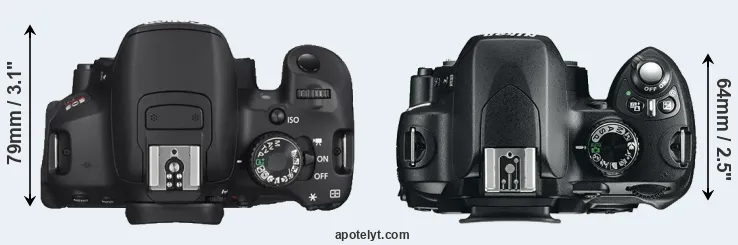 Compare T4i versus D60 top