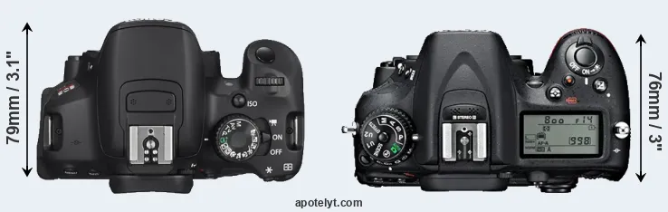 Compare T4i versus D7100 top
