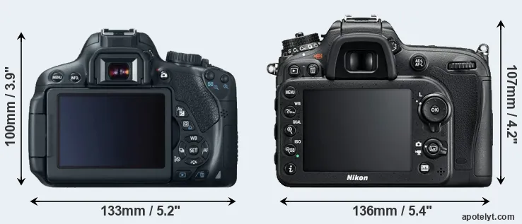 Comparison T4i or D7200 rear