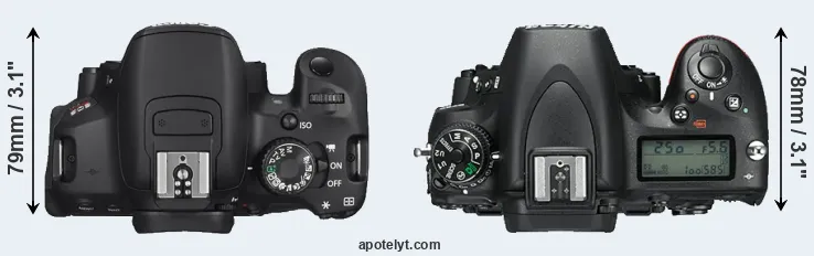Compare T4i versus D750 top