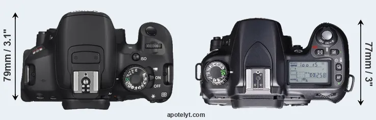 Compare T4i versus D80 top