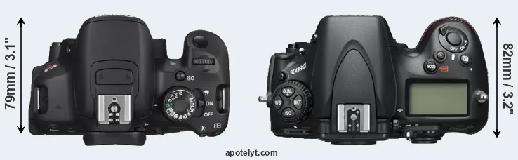 Compare T4i versus D800E top