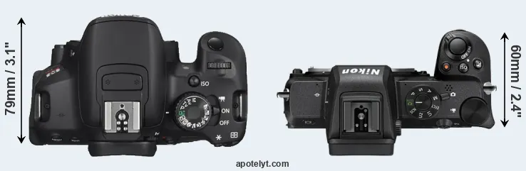 Compare T4i versus Z50 top