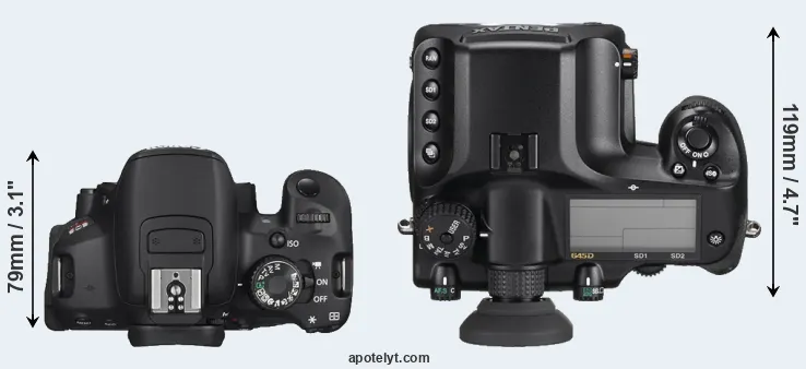 Compare T4i versus 645D top