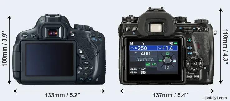 Comparison T4i or K-1 II rear