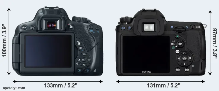 Comparison T4i or K-5 rear