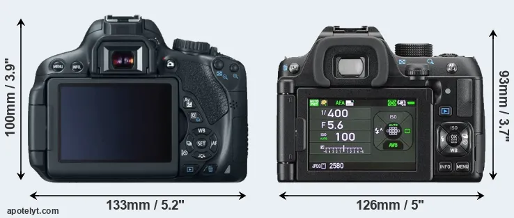 Comparison T4i or K-70 rear