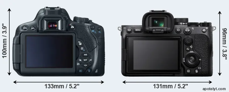 Comparison T4i or A7 IV rear
