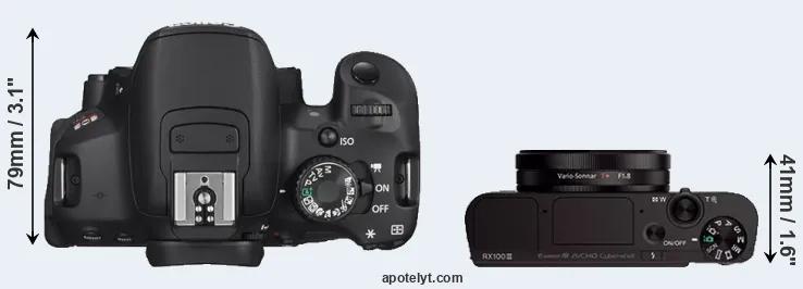Compare T4i versus RX100 III top