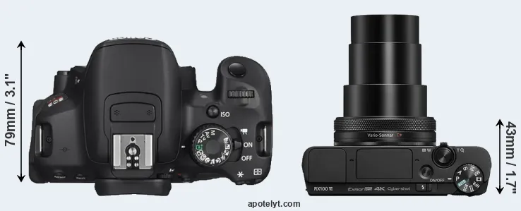 Compare T4i versus RX100 VI top