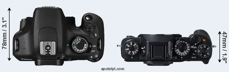 Compare T5 versus X-T1 top