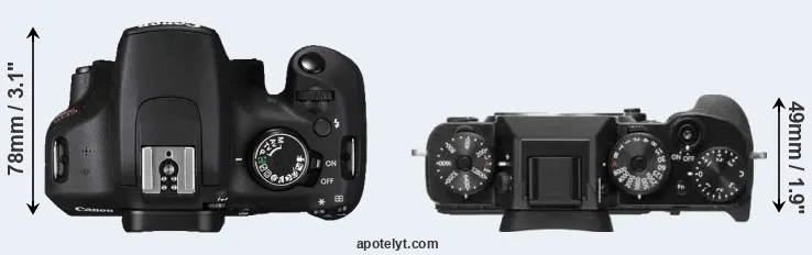 Compare T5 versus X-T2 top